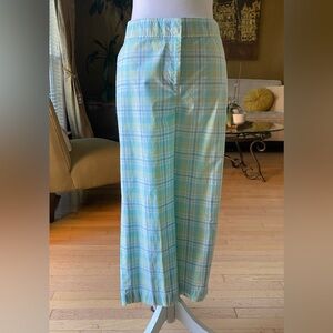 Talbots Signature Pastel Plaid Wide Leg Crop Pants sz 8